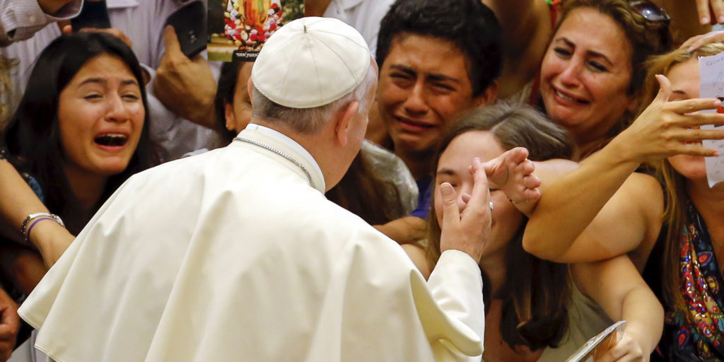 Pope Francis greets crowd in year of mercy