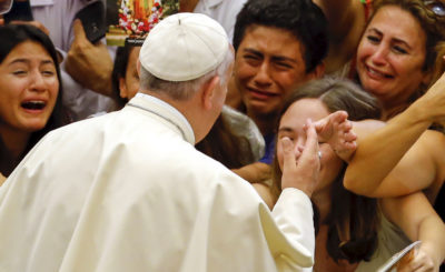 Pope Francis greets crowd in year of mercy