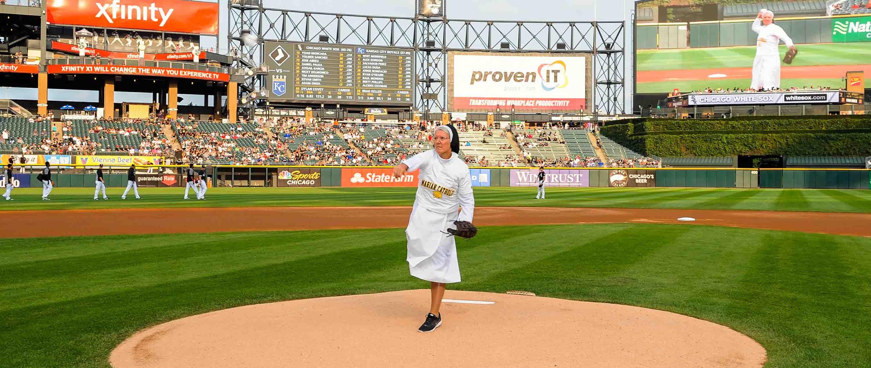 Dominican sisters pregame first pitch wows crowd, online world