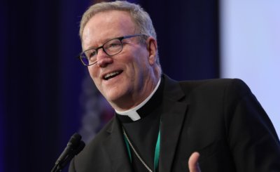 Los Angeles Auxiliary Bishop Robert E. Barron speaks during the fall general assembly of the U.S. Conference of Catholic Bishops in Baltimore Nov. 11, 2019.