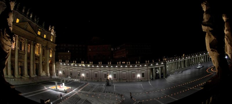 Pope leads Way of the Cross in empty, torch-lit St. Peter's Square ...