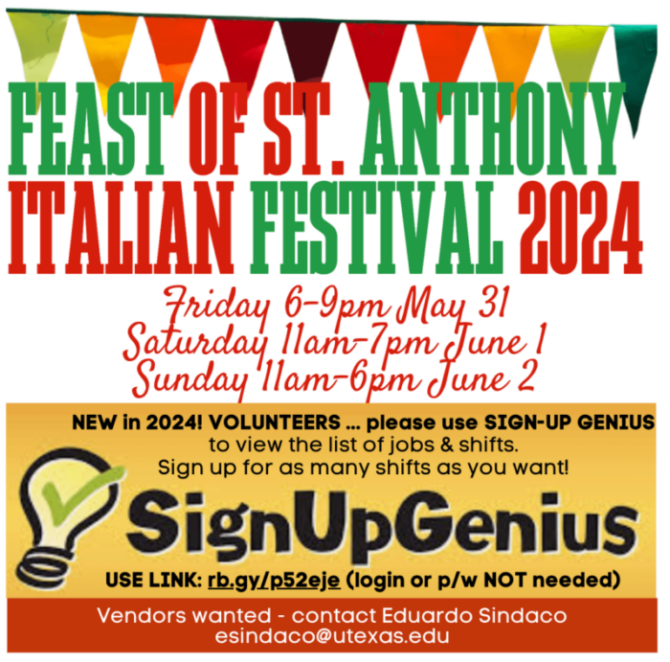 Italian Festival signup genius flyer
