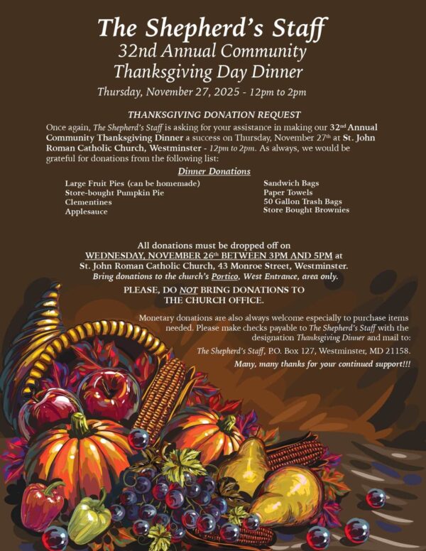 The Shepherd's Staff Thanksgiving Day Dinner flyer