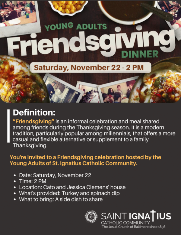 Young Adult Friendsgiving flyer