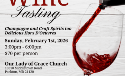 our lady of grace wine tasting flyer