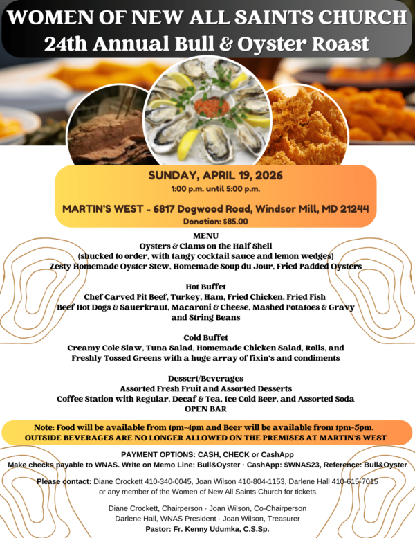 Women of New All Saints Bull and Oyster Roast flyer