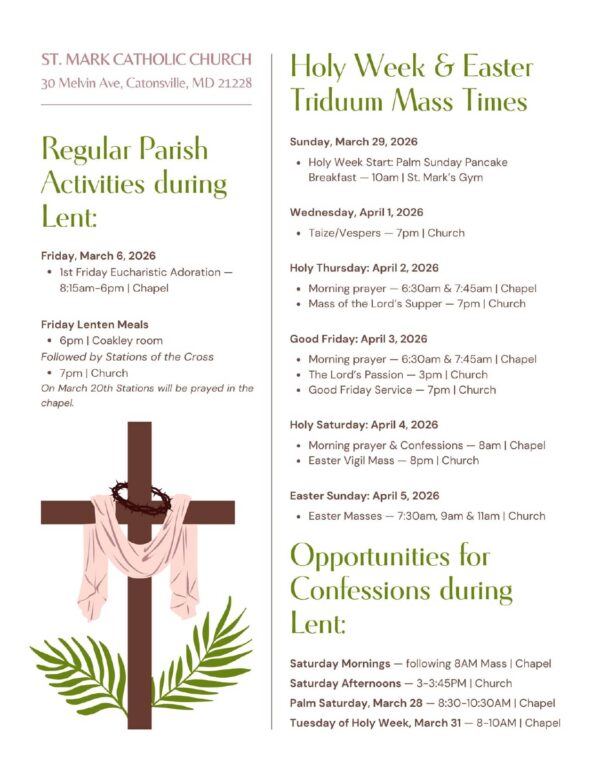 lenten activities at St. Mark